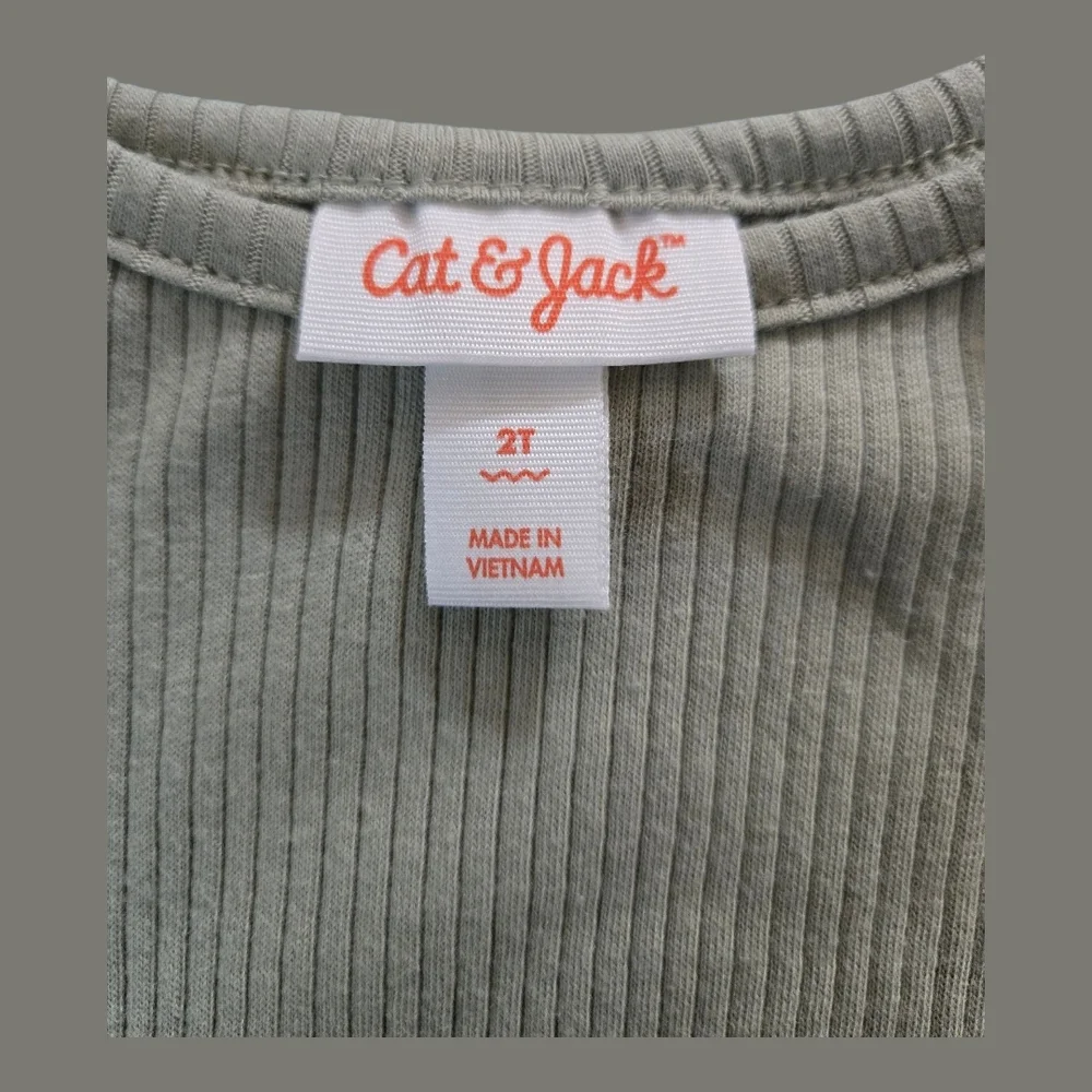Cat & Jack Green Ribbed Short Sleeve Kids Dress - Size 2T NWT